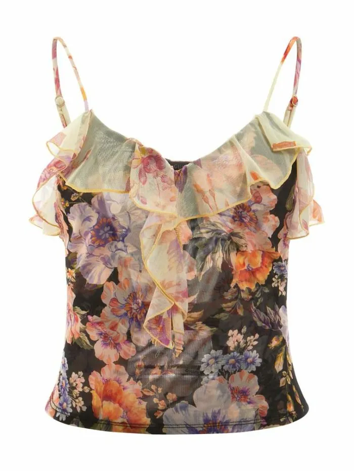 Women Floral Print Top Floral Black Guess Tops And Shirts