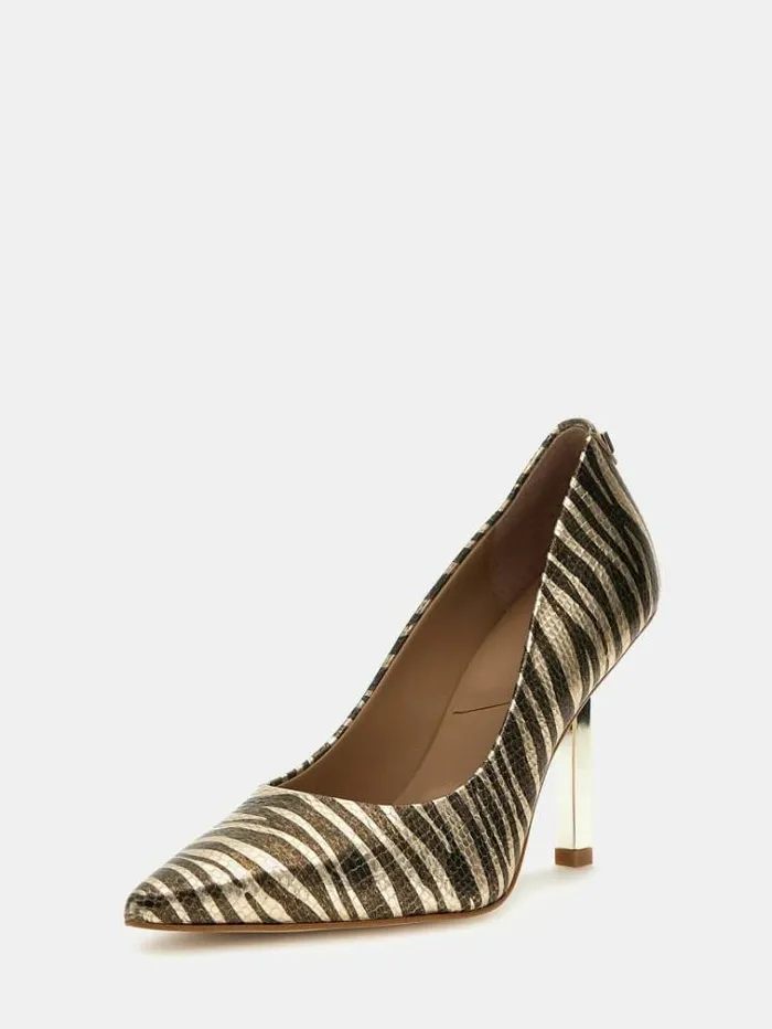 Women Foiled Cianci Court Shoes Brown Multi Guess Heels