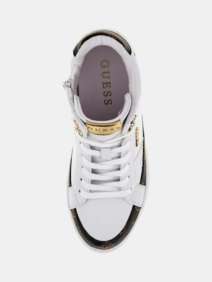 Women Fridan 4g Peony Logo Wedge Sneakers White Guess Sneakers