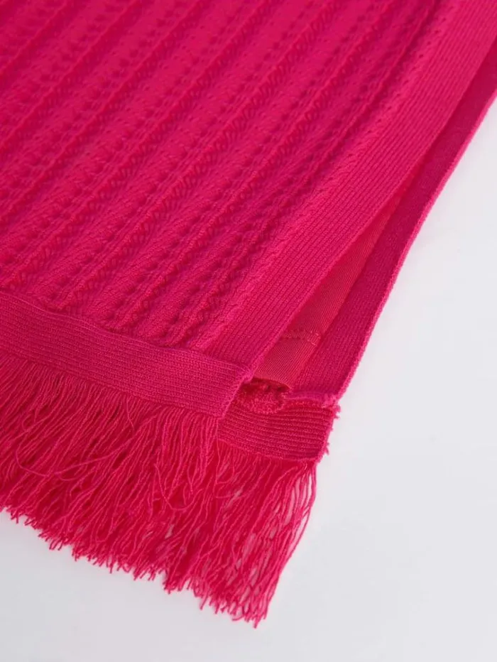 Women Fringed Sweater Skirt Fuchsia Guess Skirts And Shorts