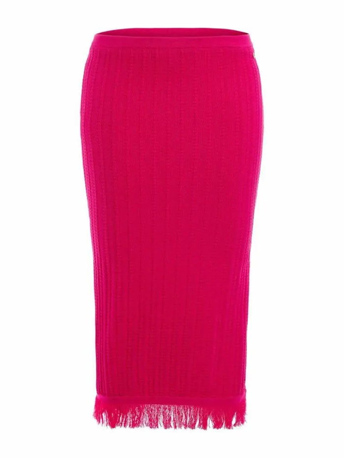 Women Fringed Sweater Skirt Fuchsia Guess Skirts And Shorts