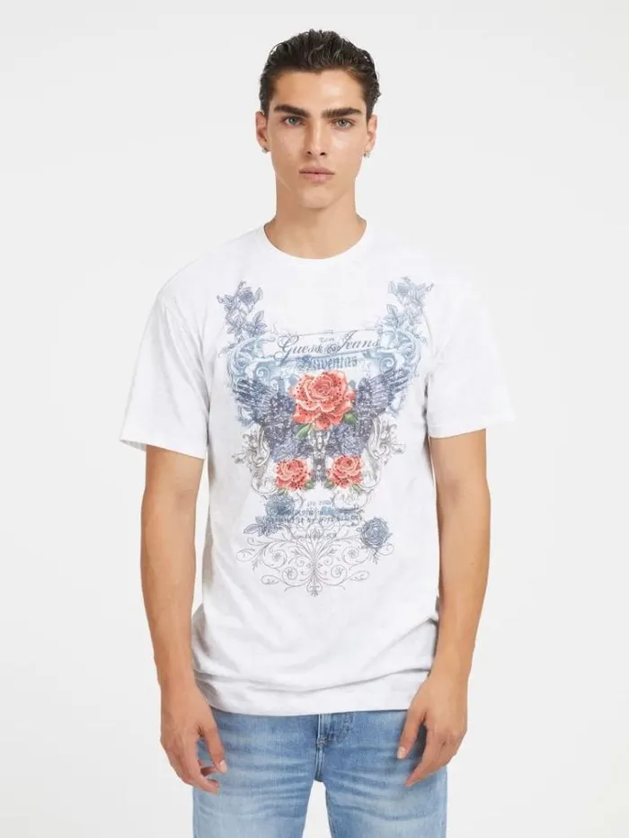 Women Front And Back Print Tshirt Multicolor Pattern Guess Tshirts