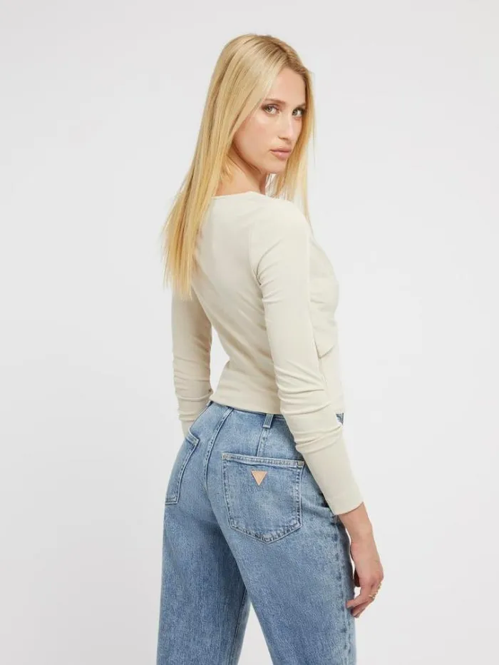 Women Front Crossover Top Cream Guess Tops And Shirts