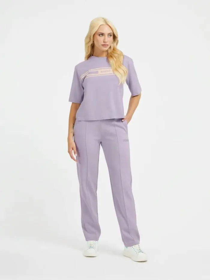 Women Front Logo Crop Tshirt Lilac Guess Tshirts