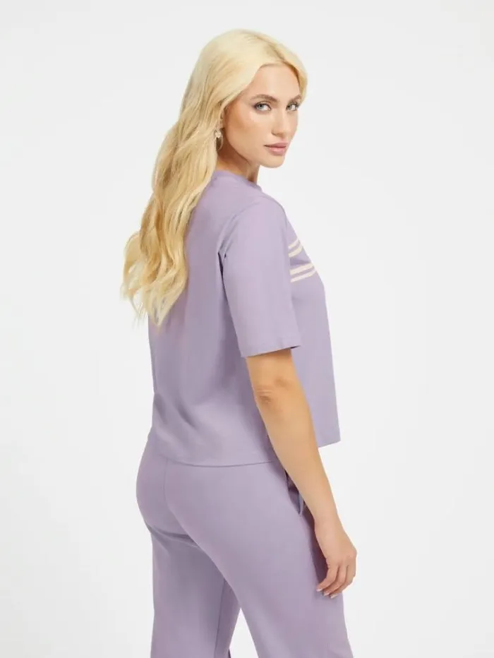 Women Front Logo Crop Tshirt Lilac Guess Tshirts