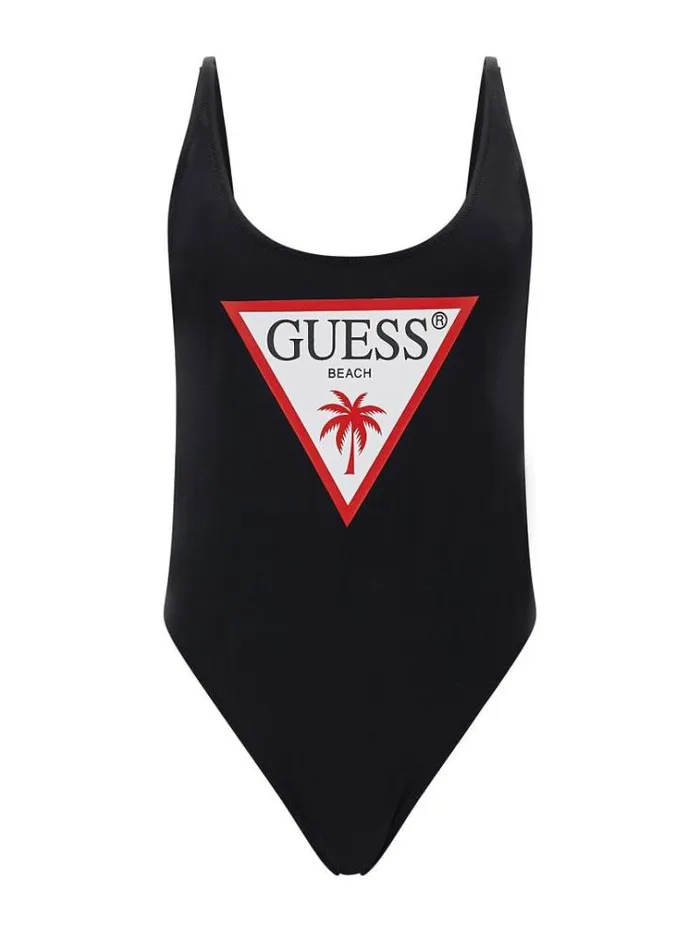 Women Front Logo One Piece Black Guess Beachwear