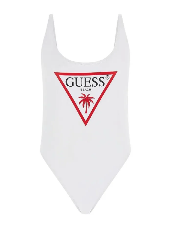 Women Front Logo One Piece White Guess Beachwear