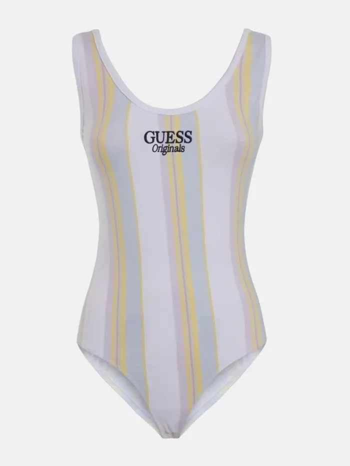 Women Front Logo Striped Body Multicolor Pattern Guess Tops And Shirts