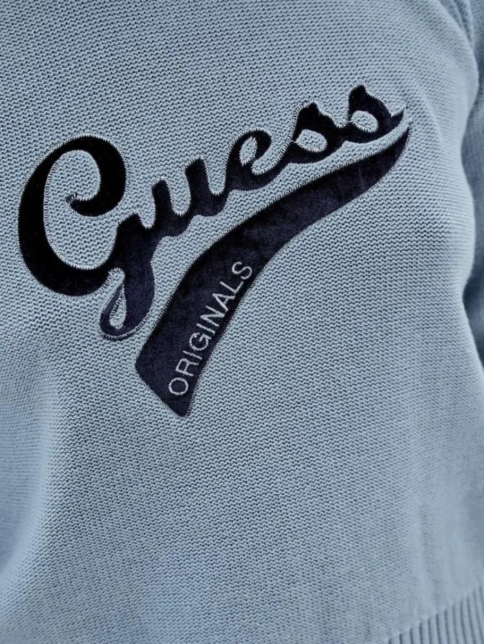 Women Front Logo Sweater Blue Guess Knitwear And Sweatshirts