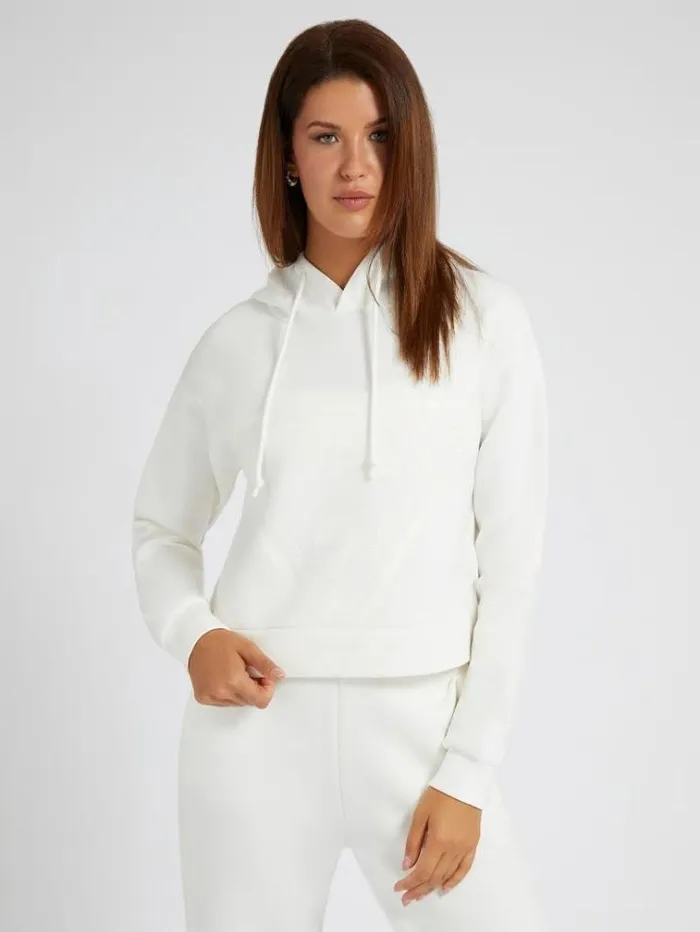 Women Front Logo Sweatshirt White Guess Knitwear And Sweatshirts