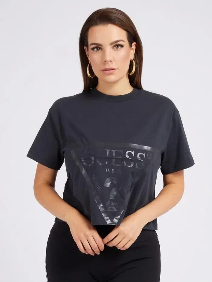 Women Front Logo Tshirt Black Guess Tshirts