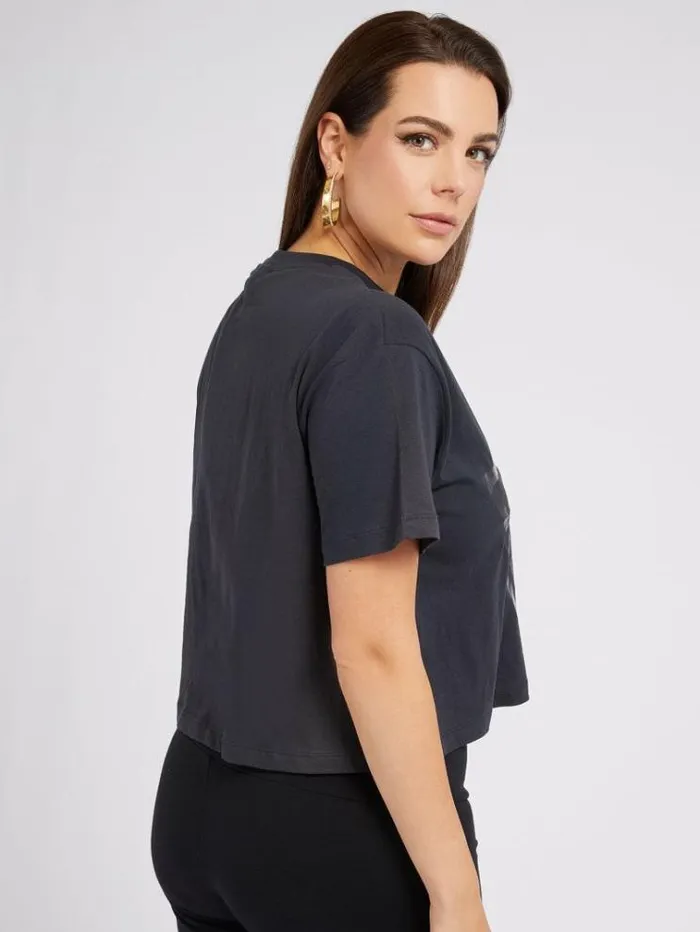 Women Front Logo Tshirt Black Guess Tshirts