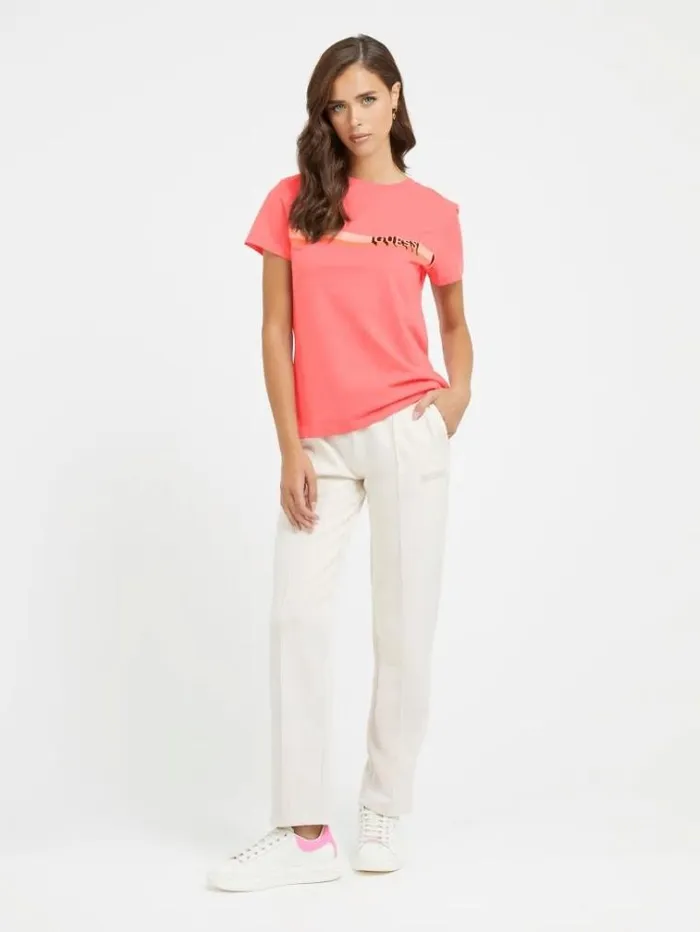 Women Front Logo Tshirt Pink Guess Tshirts