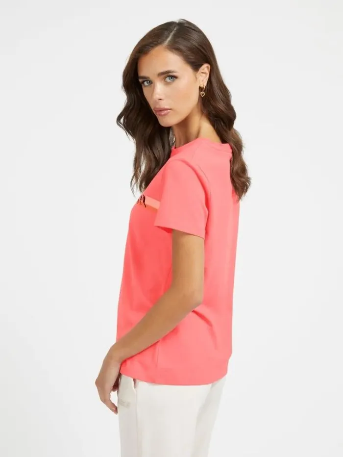 Women Front Logo Tshirt Pink Guess Tshirts