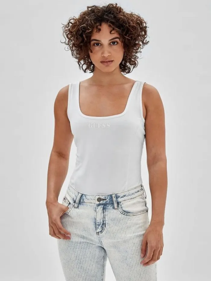 Women Front Print Body White Guess Tops And Shirts