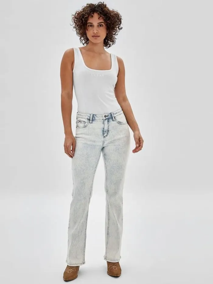 Women Front Print Body White Guess Tops And Shirts