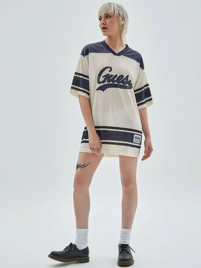 Women Front Print Tshirt Dress White Multi Guess Dresses And Jumpsuits