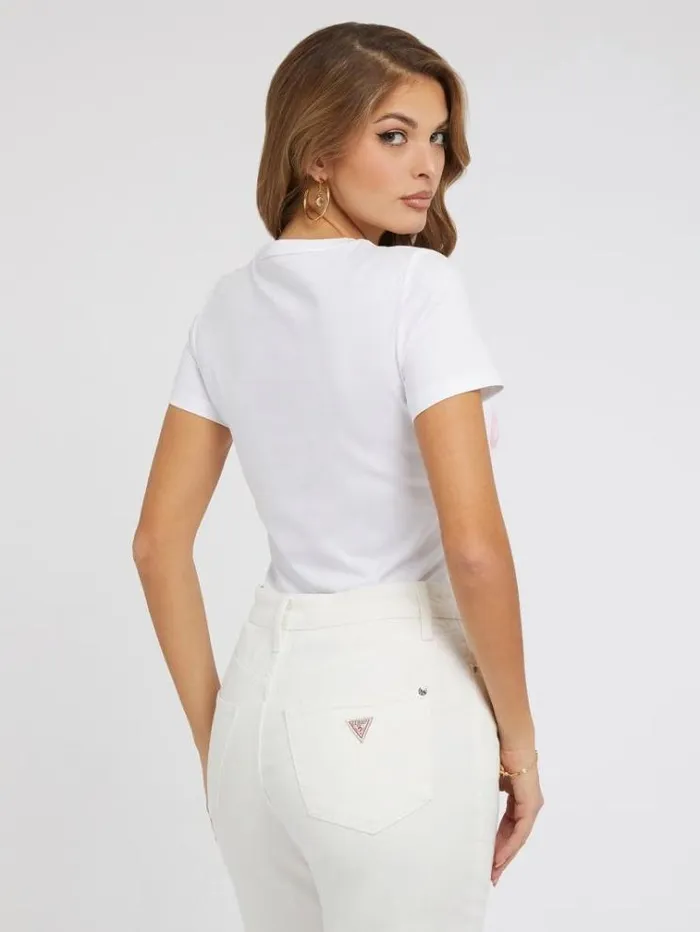 Women Front Print Tshirt White Guess Tshirts