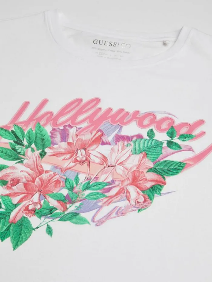 Women Front Print Tshirt White Guess Tshirts