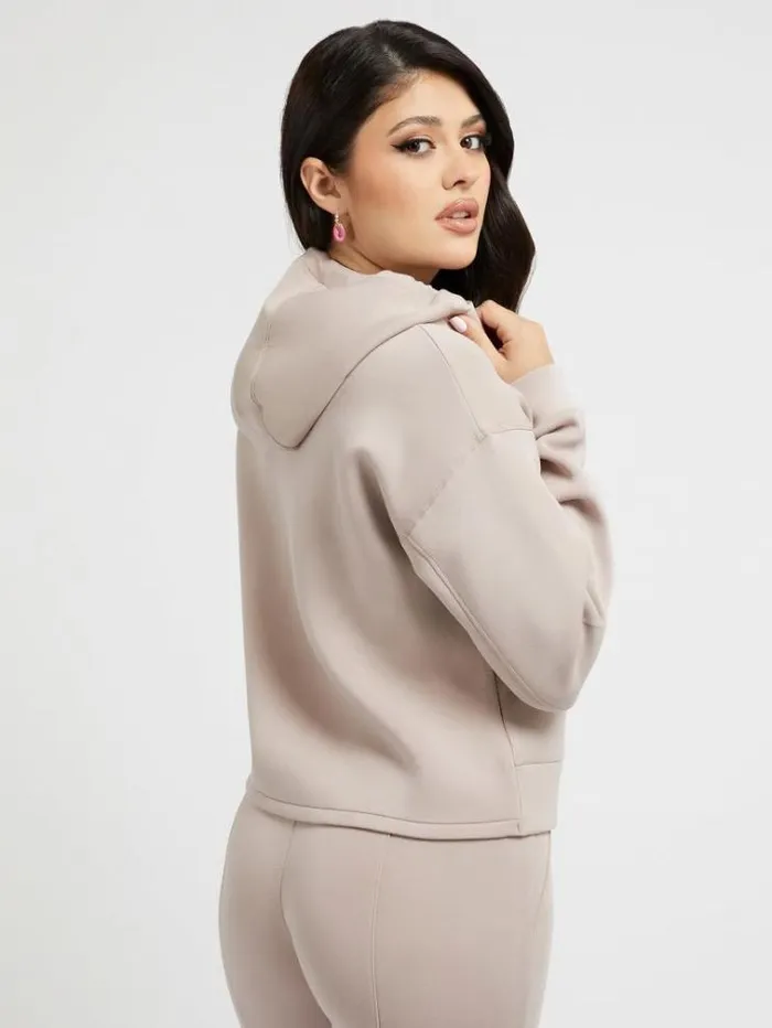 Women Front Triangle Logo Scuba Sweatshirt Beige Guess Knitwear And Sweatshirts
