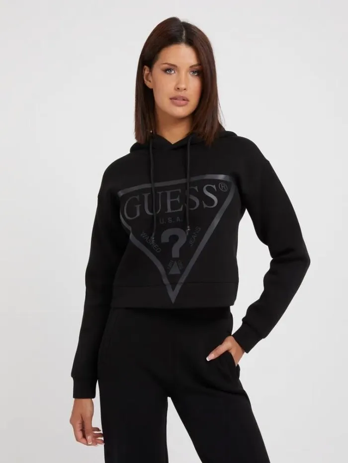 Women Front Triangle Logo Scuba Sweatshirt Black Guess Activewear
