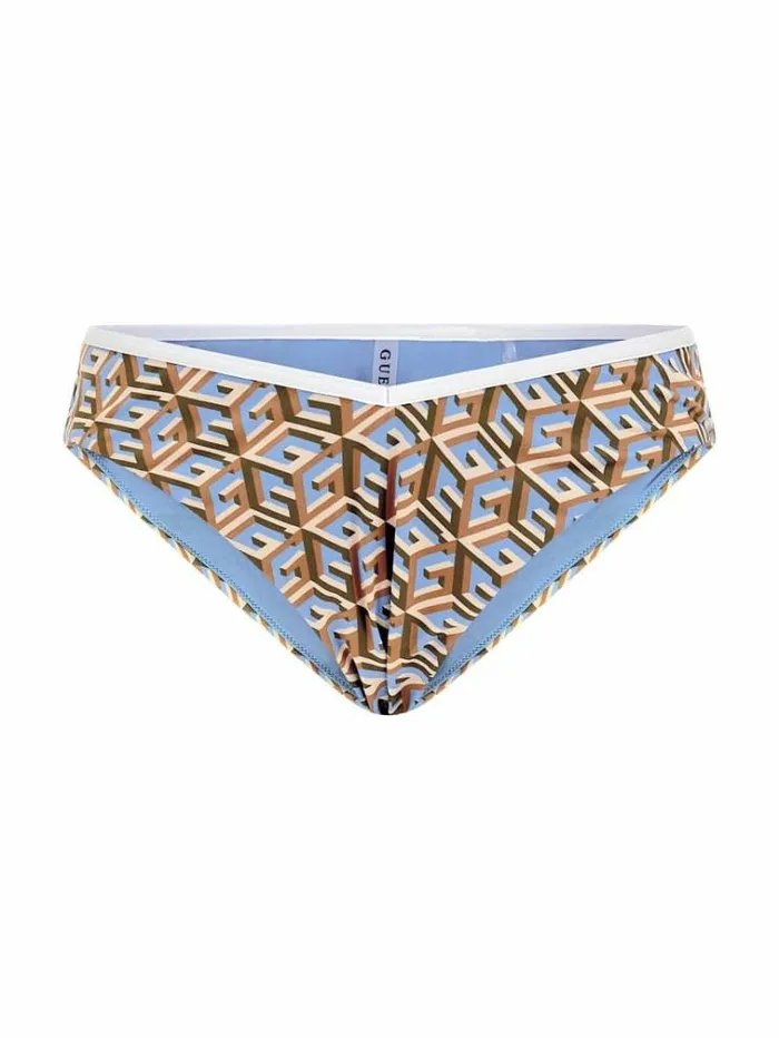 Women G Cube Brief Bikini Bottom Brown Guess Beachwear