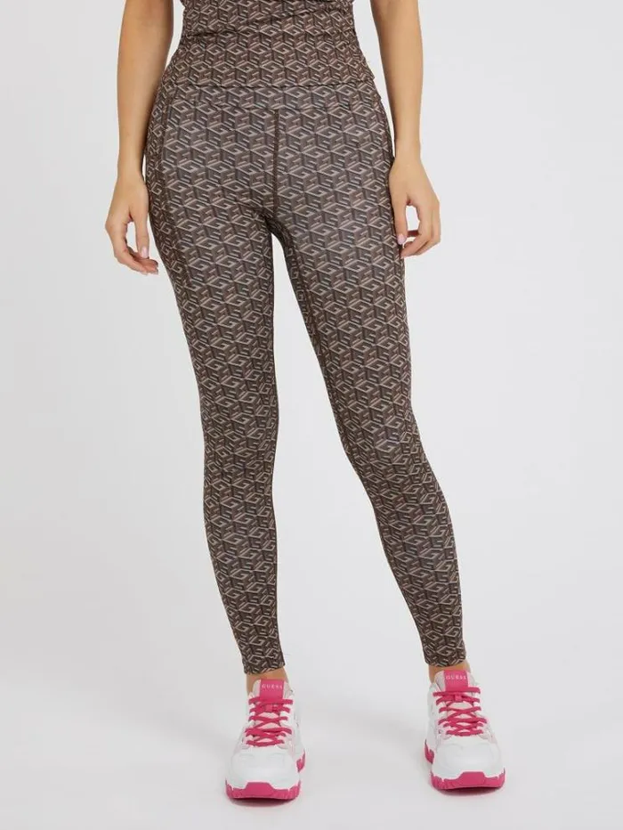 Women G Cube Logo Leggings Brown Multi Guess Activewear