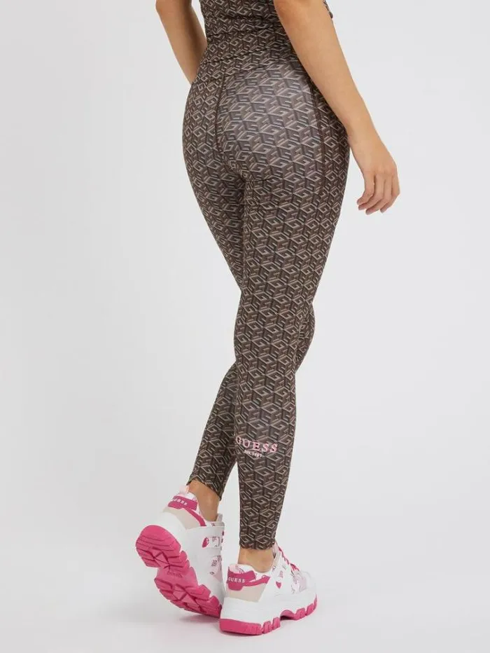 Women G Cube Logo Leggings Brown Multi Guess Activewear
