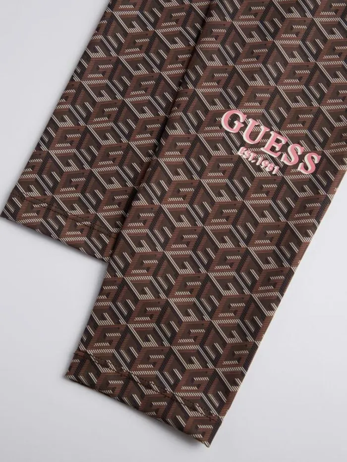 Women G Cube Logo Leggings Brown Multi Guess Activewear
