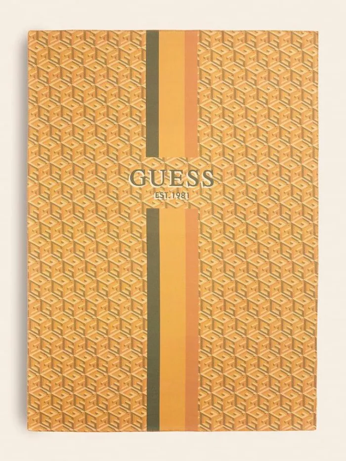 Women G Cube Logo Pile Blanket Multi Yellow Guess Home Collection