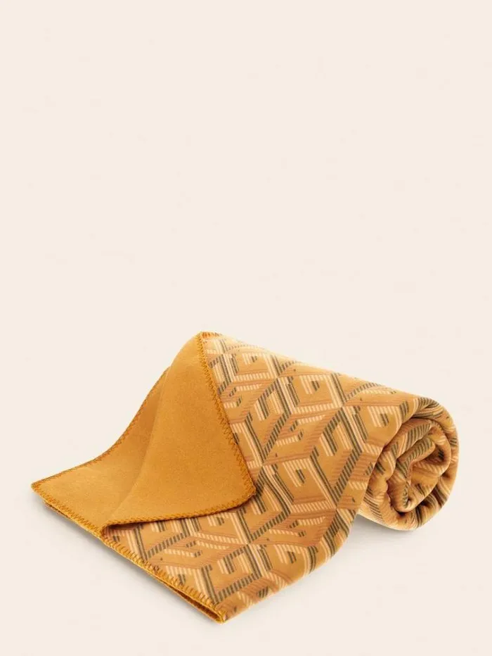 Women G Cube Logo Pile Blanket Multi Yellow Guess Home Collection