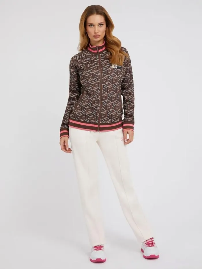Women G Cube Logo Sweatshirt Brown Multi Guess Knitwear And Sweatshirts