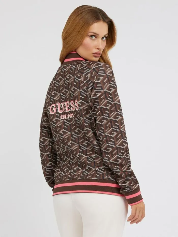 Women G Cube Logo Sweatshirt Brown Multi Guess Knitwear And Sweatshirts