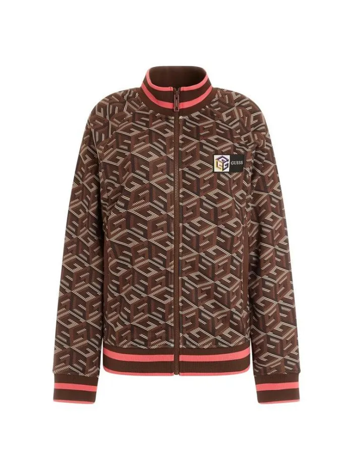 Women G Cube Logo Sweatshirt Brown Multi Guess Knitwear And Sweatshirts