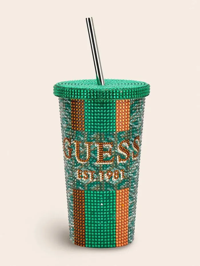 Women G Cube Logo Travel Tumbler Cup Green Multi Guess Home Collection
