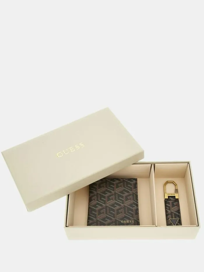 Women G Cube Logo Wallet And Keychain Set Black Guess Wallets