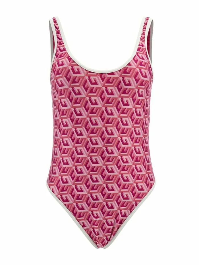 Women G Cube Sporty One Piece Pink Guess Beachwear