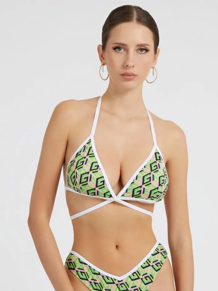 Women G Cube Triangle Bikini Bra Green Guess Beachwear