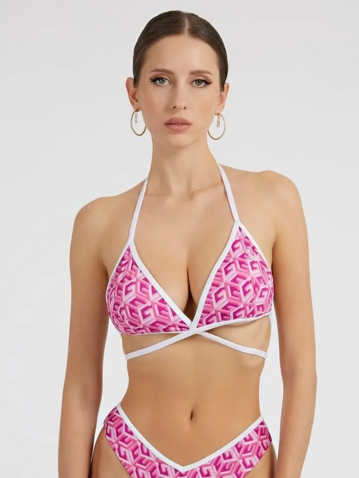 Women G Cube Triangle Bikini Bra Pink Guess Beachwear
