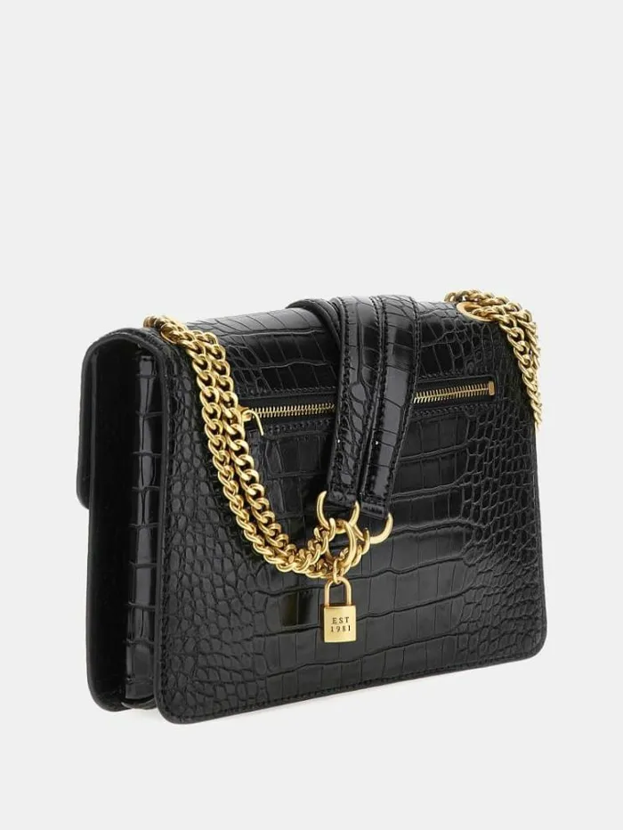 Women G James Croclook Crossbody Black Guess Crossbody Bags