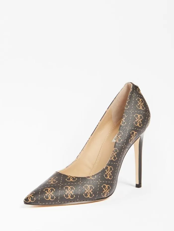 Women Gavi 4g Logo Court Shoe Brown Guess Heels