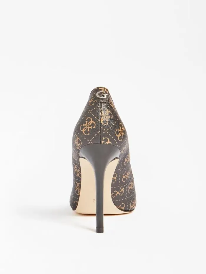 Women Gavi 4g Logo Court Shoe Brown Guess Heels