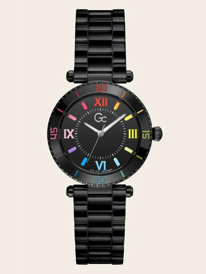 Women Gc Ceramic Analogue Watch Black Guess Watches