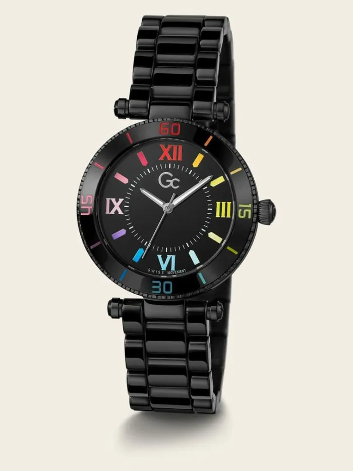 Women Gc Ceramic Analogue Watch Black Guess Watches