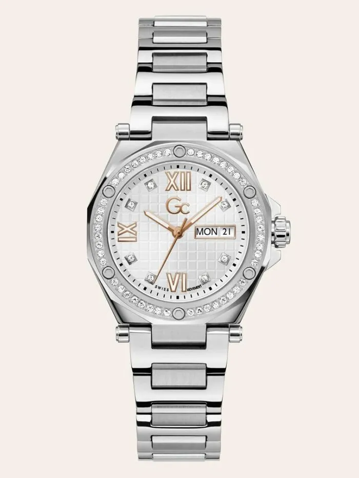 Women Gc Ceramic Chronograph Watch Silver Guess Watches
