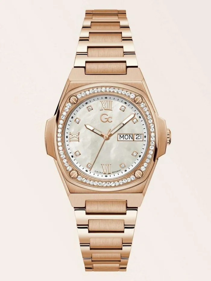 Women Gc Crystal Analogue Watch Rose Gold Guess Watches