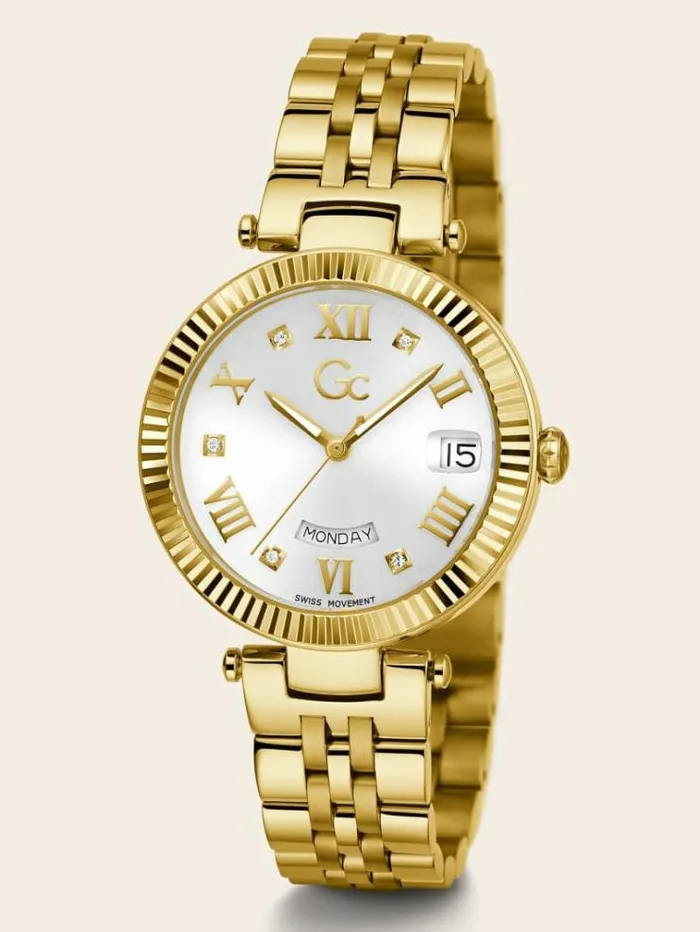 Women Gc Quartz Calendar Watch Gold Guess Watches