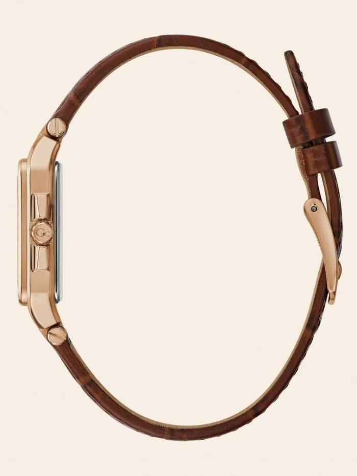 Women Gc Real Leather Analogue Watch Brown Guess Watches