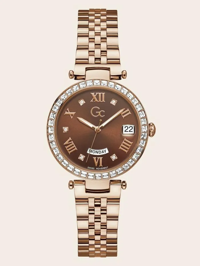 Women Gc Steel Watch With Date Function Rose Gold Guess Watches