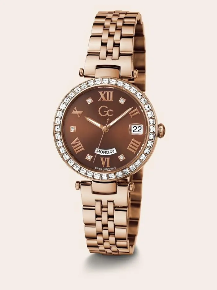Women Gc Steel Watch With Date Function Rose Gold Guess Watches